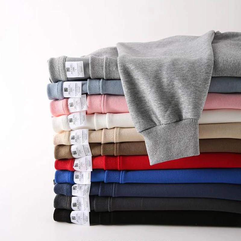 New Heavy Fabric Men/Women Simple Style Sweatshirts Fashion Soild Color O Neck Loose Hoodies Autumn Casual Pullover Tops thumbnail 3