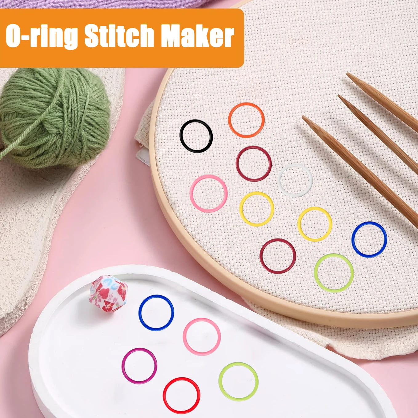100PCS Multi-Color Metal Ring-Shaped Stitch Markers,Knitting Supplies, Crochet & Sewing - Durable & Decorative Craft Accessories thumbnail 4