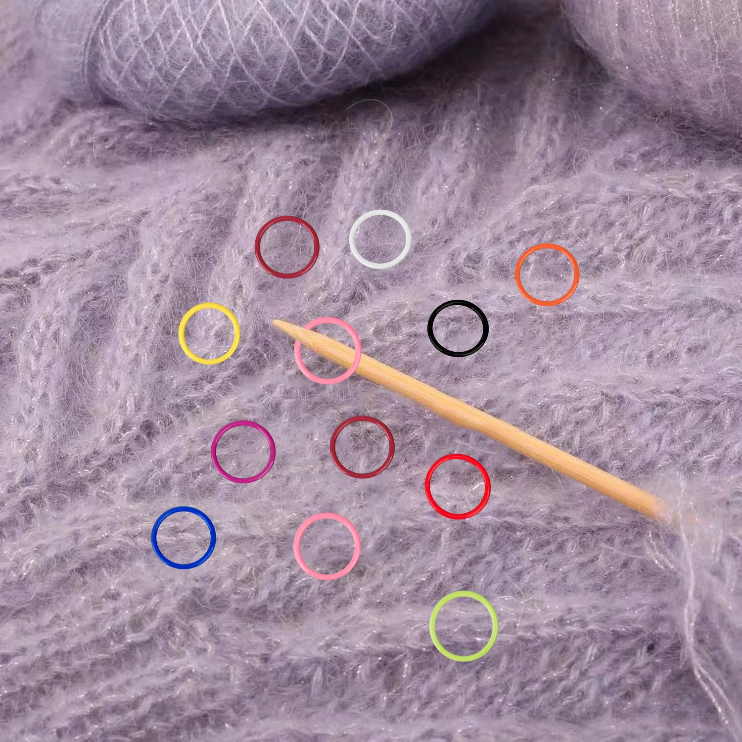 100PCS Multi-Color Metal Ring-Shaped Stitch Markers,Knitting Supplies, Crochet & Sewing - Durable & Decorative Craft Accessories thumbnail 5