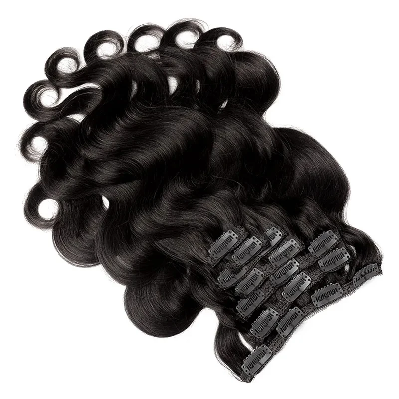 Body Wave 100% Brazilian Clip in Hair Extensions Human Hair 8Pcs Remy Hair Extensions Clip ins For Women with 18Clips 120g thumbnail 5
