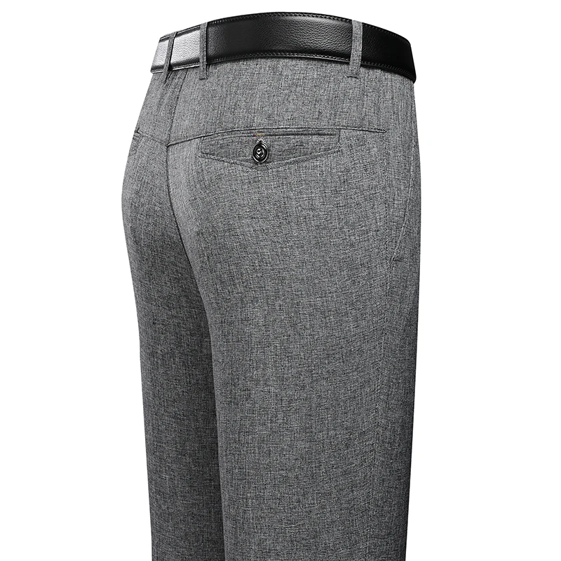 Mens Trousers Business Casual Pants Summer Autumn Dress Straight Pants Elastic Black Grey Loose Formal Pants thumbnail 3