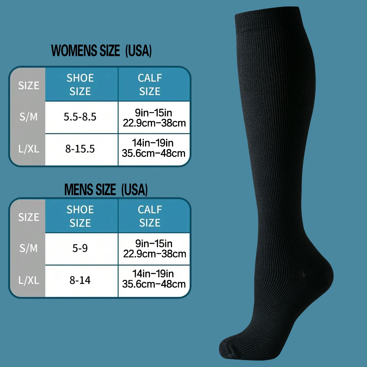 6 Pairs Solid Color Compression Socks Nurse Compression Socks Black Skin Color thumbnail 4