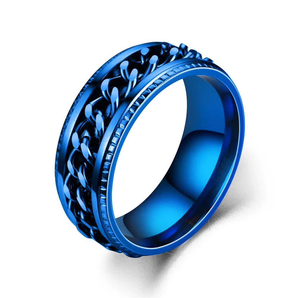 Fashion 8mm Spinner Ring For Men Women Stainless Steel Cuban Chain Spinner Fidget Band Release Anxiety Rings Jewelry Wholesale thumbnail 5