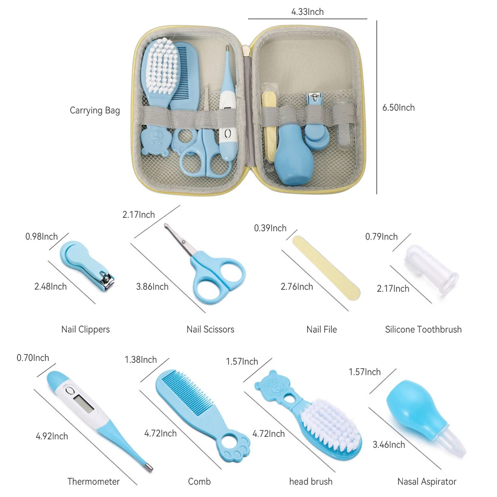 AnGku 8 sets Baby Care Tools Portable Hygiene Kit for Babies with EVA Box Grooming Kit for Newborn Baby thumbnail 6