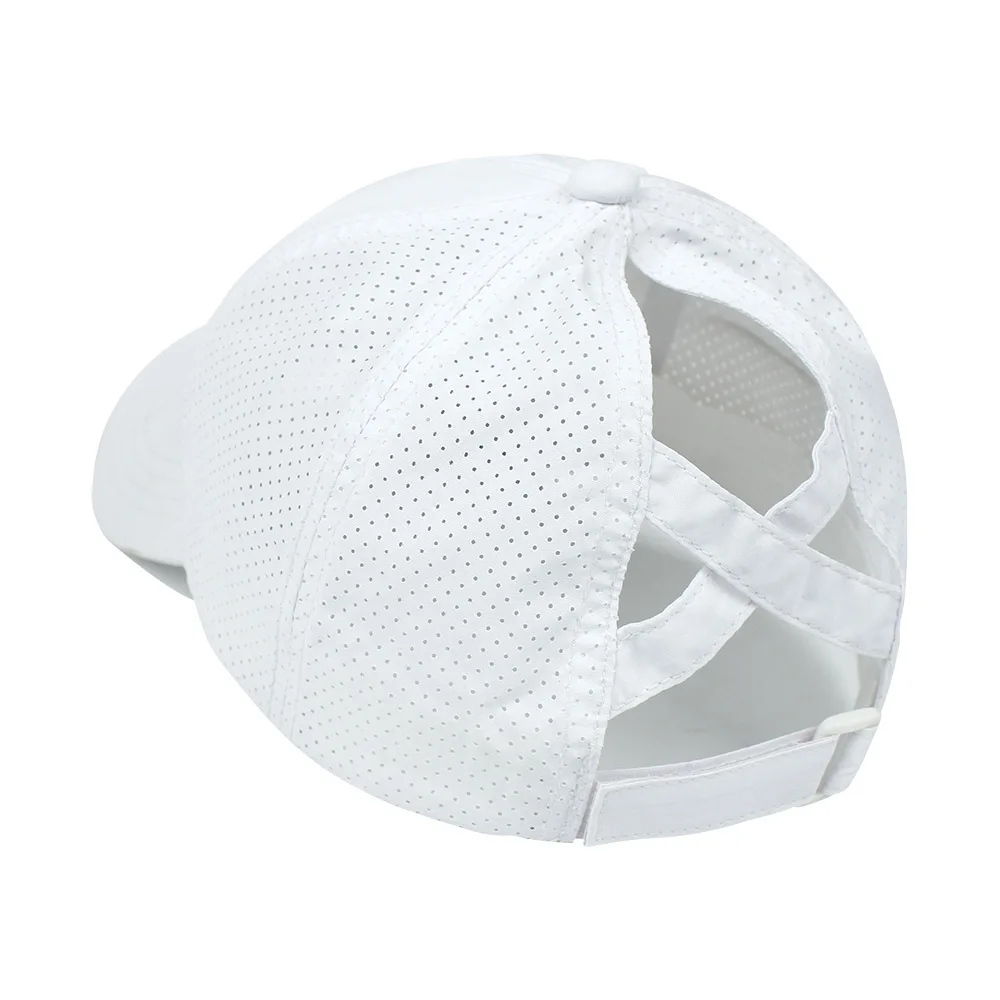 Summer Solid Color Baseball Cap Women's Athleisure Cross Ponytail Hat Mesh Quick-Drying Cap Visor Hat thumbnail 6