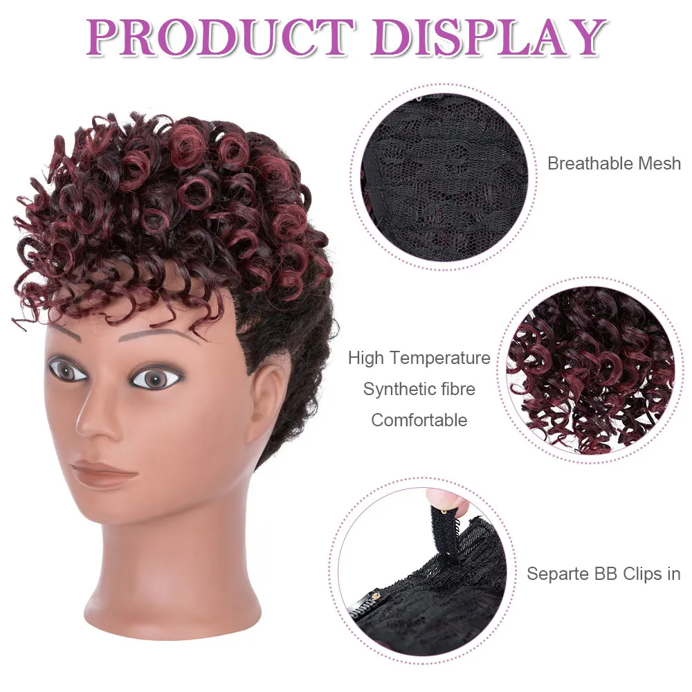 Snoilite Synthetic Afro Puff Bangs Hairpiece Short Kinky Curly Hair Bun For Women Girls Short Chignon Hair Extension Black Brown thumbnail 6