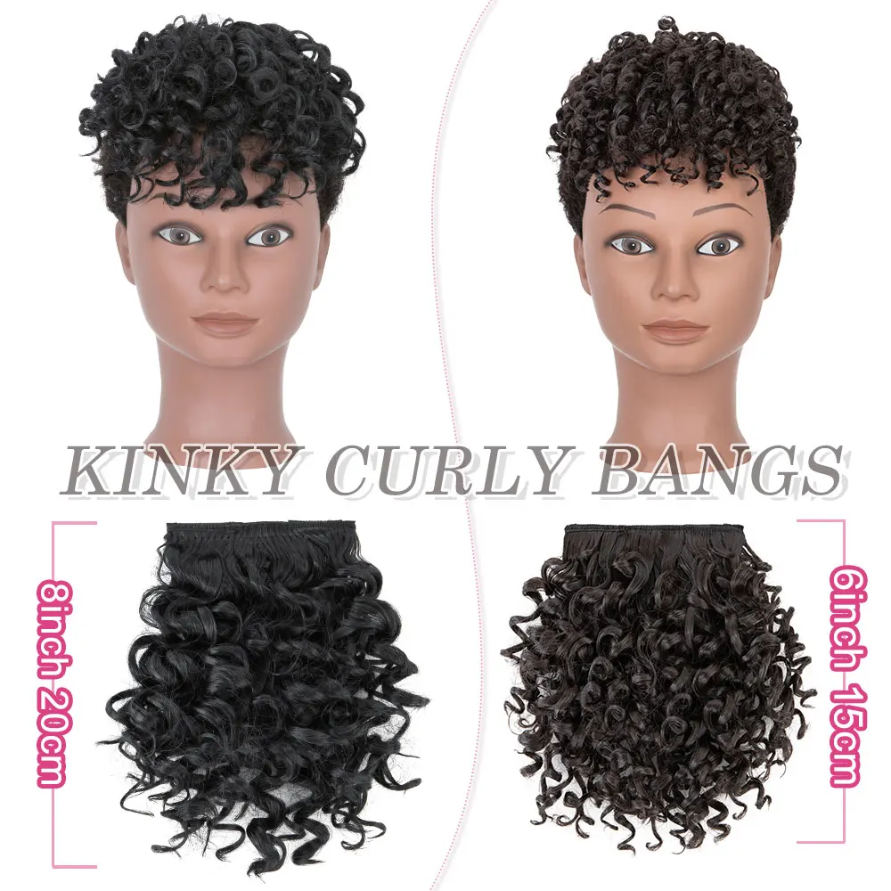 Snoilite Synthetic Afro Puff Bangs Hairpiece Short Kinky Curly Hair Bun For Women Girls Short Chignon Hair Extension Black Brown thumbnail 3