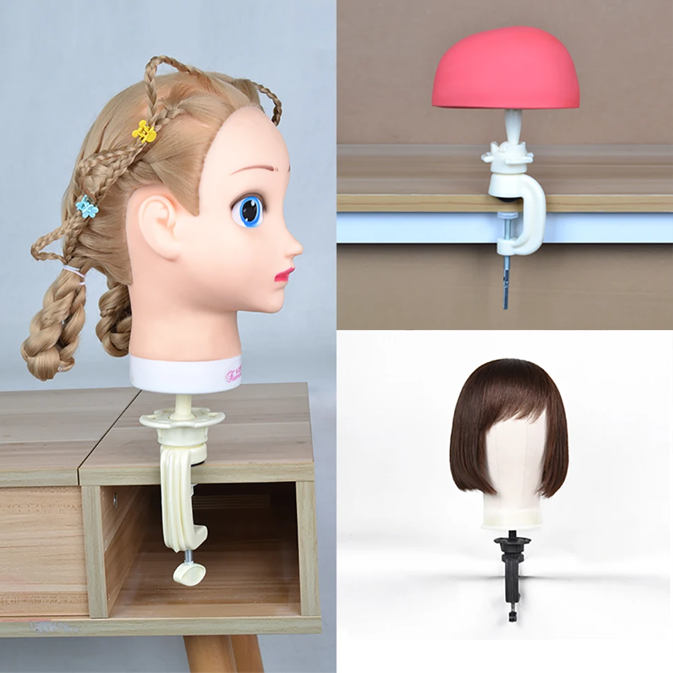 Wig Head Stand Table Clamp Training Mannequin wig Head Holder Adjustable Plastic Material Hair Accessory Tools thumbnail 4