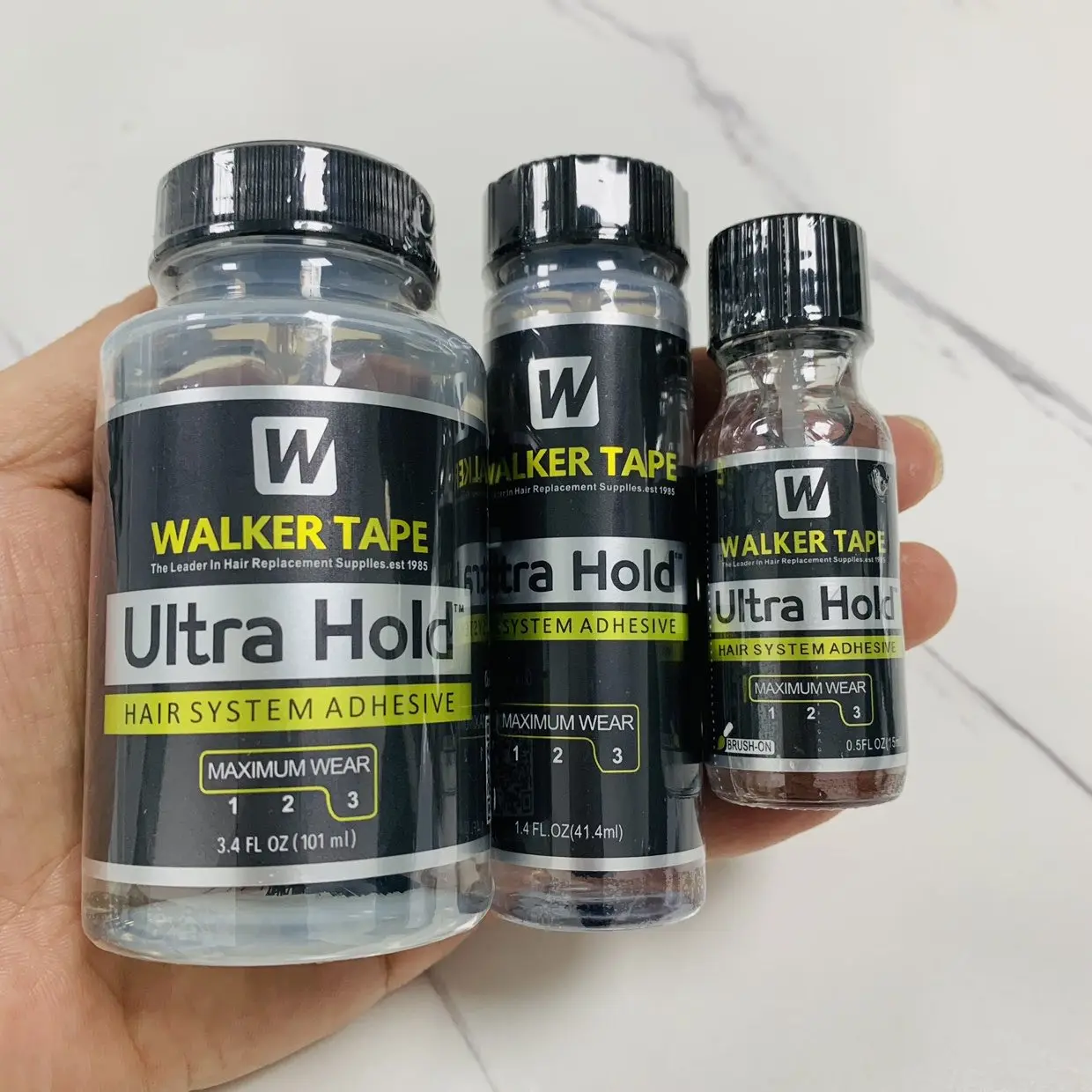 Wholesale Walker Tape Ultra Hold Lace Wig Glue Waterproof Transparent Lace Adhesive for Hair Replacement Brush-on Glue thumbnail 6