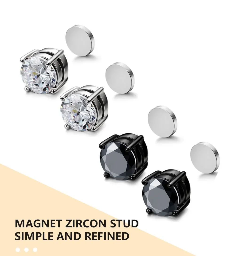 2PCS Magnetic Ear Clips Stud Earrings Non Piercing Strong Magnet Fake Piercing Women Men Jewelry Clip Earrings for Kids Girls thumbnail 2
