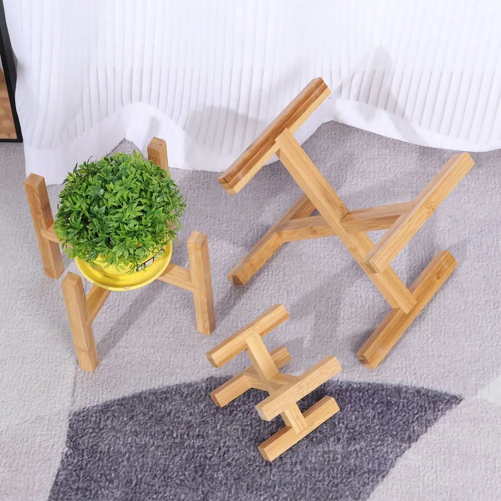 Wood Flowerpot Holder Floor-Standing Bonsai Display Stand Flower Pot Base Indoor Outdoor Home Decoration Tray Garden Supplies thumbnail 3