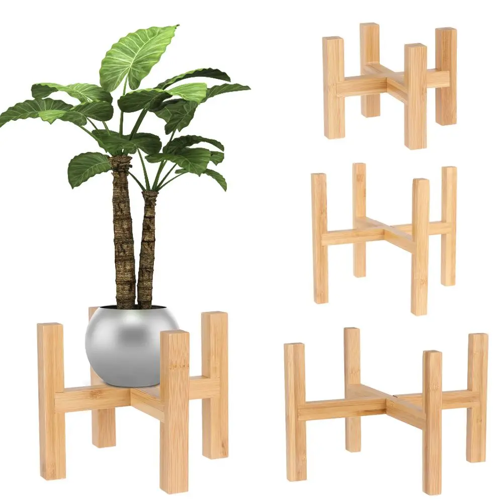 Wood Flowerpot Holder Floor-Standing Bonsai Display Stand Flower Pot Base Indoor Outdoor Home Decoration Tray Garden Supplies thumbnail 5