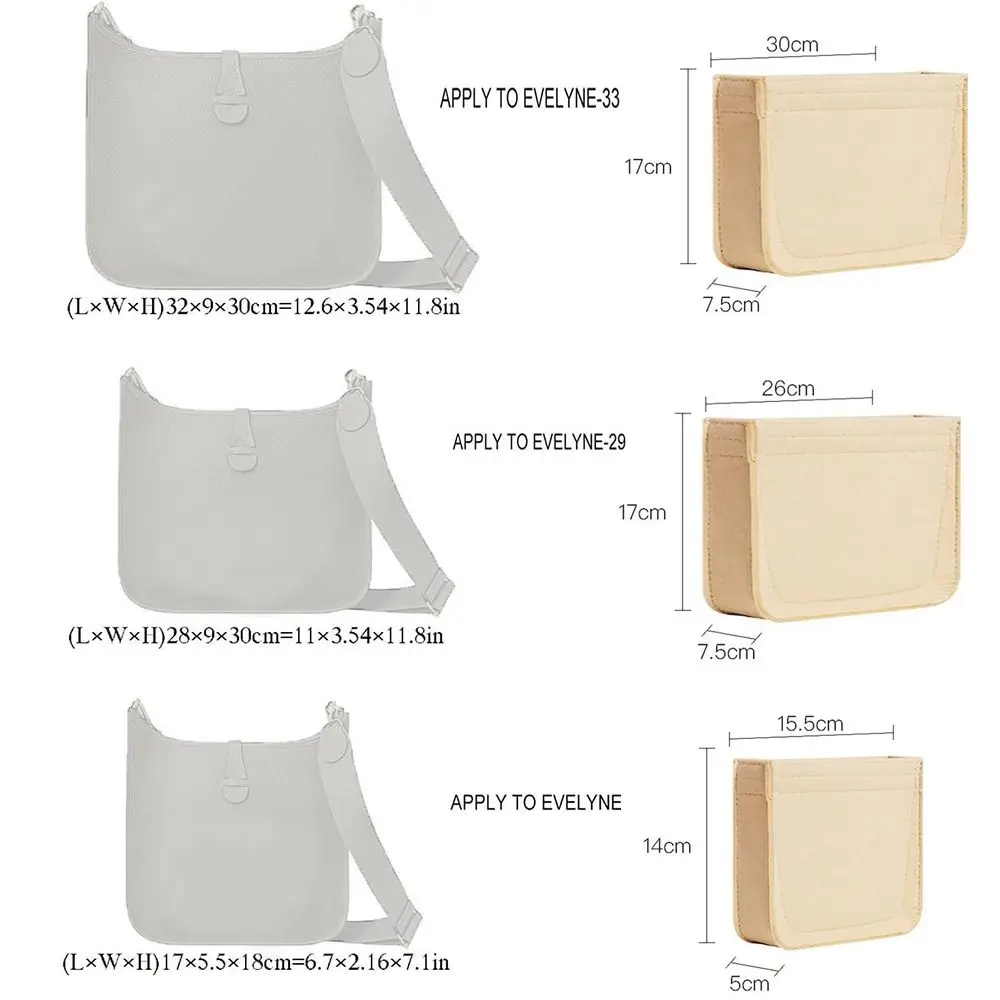 Multi-Pocket Bag Organizer for Evelyne 16/29/33 Inner Bag Storage Bag Felt Handbag Insert Bag Purse Liner Bag thumbnail 6