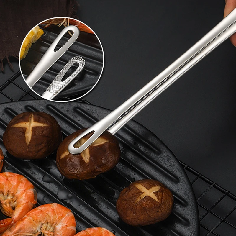 304 Stainless Steel Grill Tongs Korean BBQ Tongs Kitchen Tweezers Long Barbecue Meat Food Tongs Steak Clips Kitchen Accessories thumbnail 6