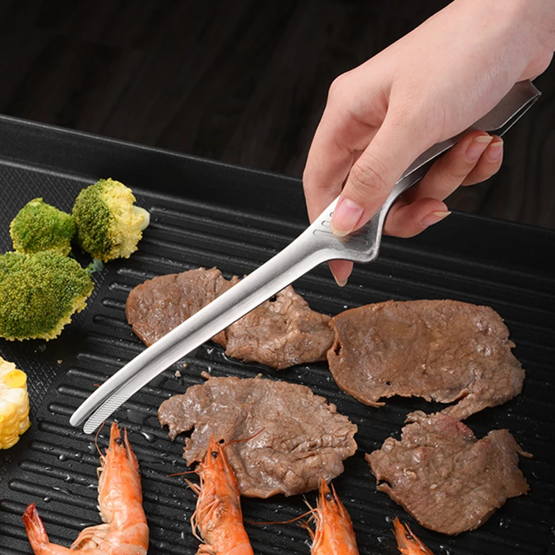 304 Stainless Steel Grill Tongs Korean BBQ Tongs Kitchen Tweezers Long Barbecue Meat Food Tongs Steak Clips Kitchen Accessories thumbnail 2