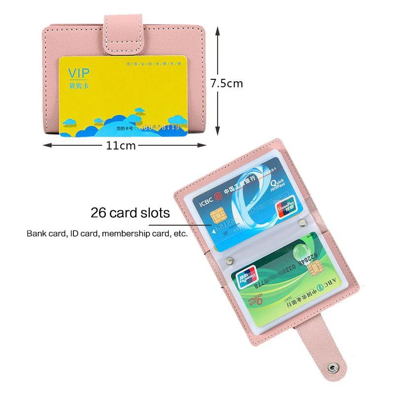 New Anti-theft ID Credit Card Holder Fashion Women's 26 Cards Slim PU Leather Pocket Case Purse Wallet Bag for Women Men Female thumbnail 5
