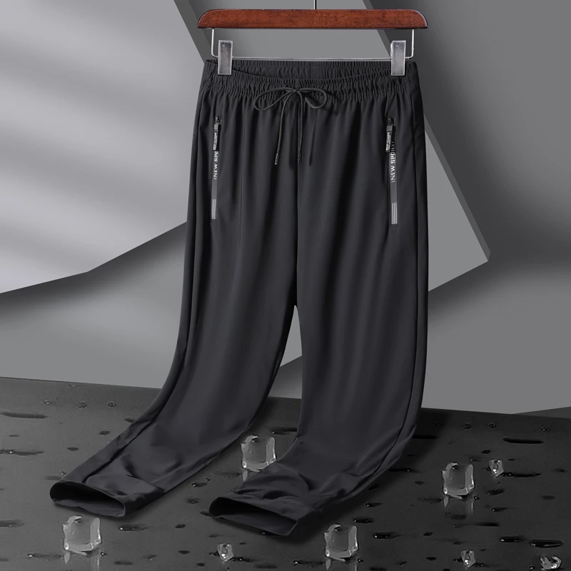 Breathable Elastic Men Running Sport Pants Ice Silk Jogging Thin Sweatpants Casual Outdoor Training Gym Fitness Trousers 8XL thumbnail 6