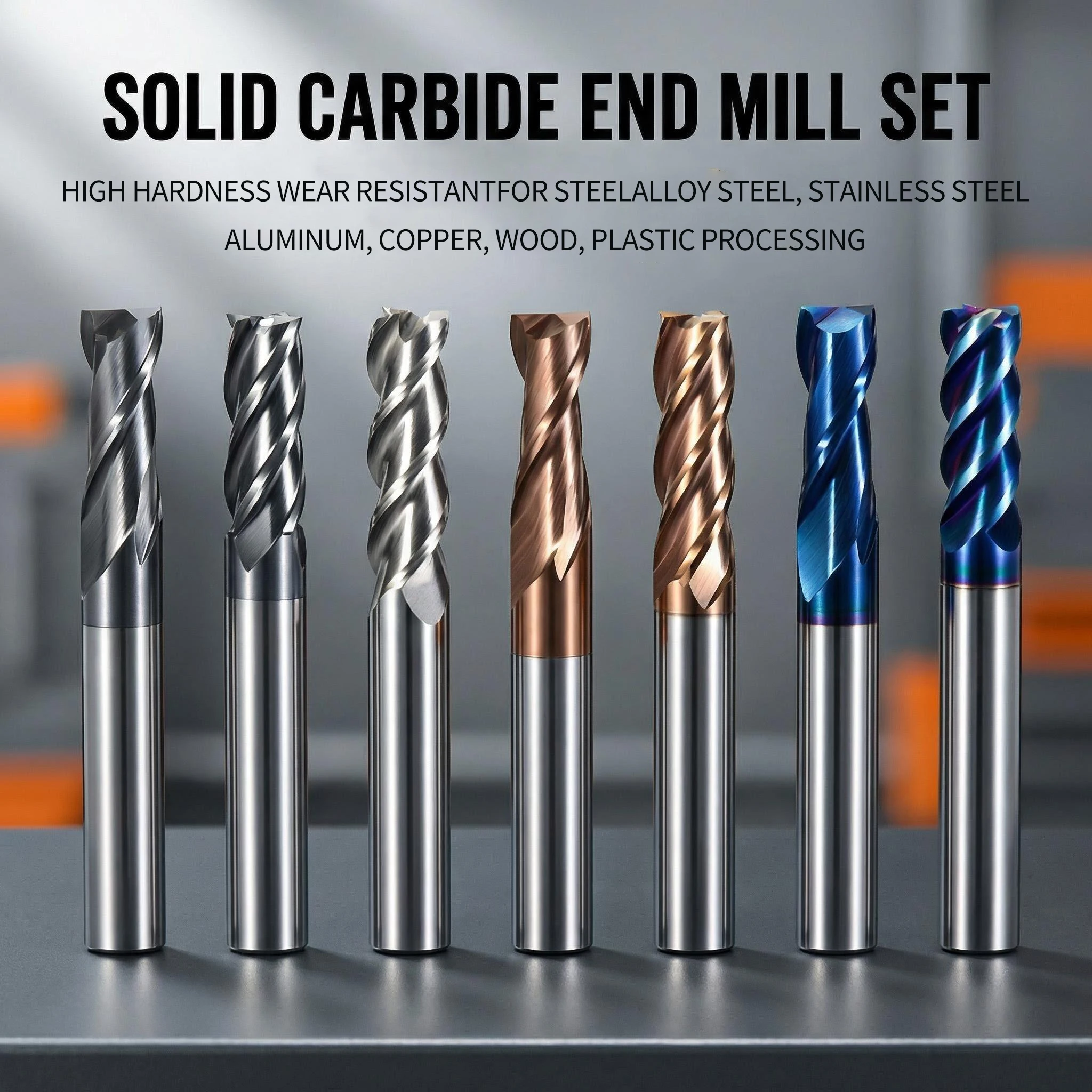 Tooleye Carbide End Mills Cutting Tool For CNC Maching Alloy Coating Flat Metal Cutter 2/4 Flutes Tungsten Steel Milling Cutter thumbnail 2