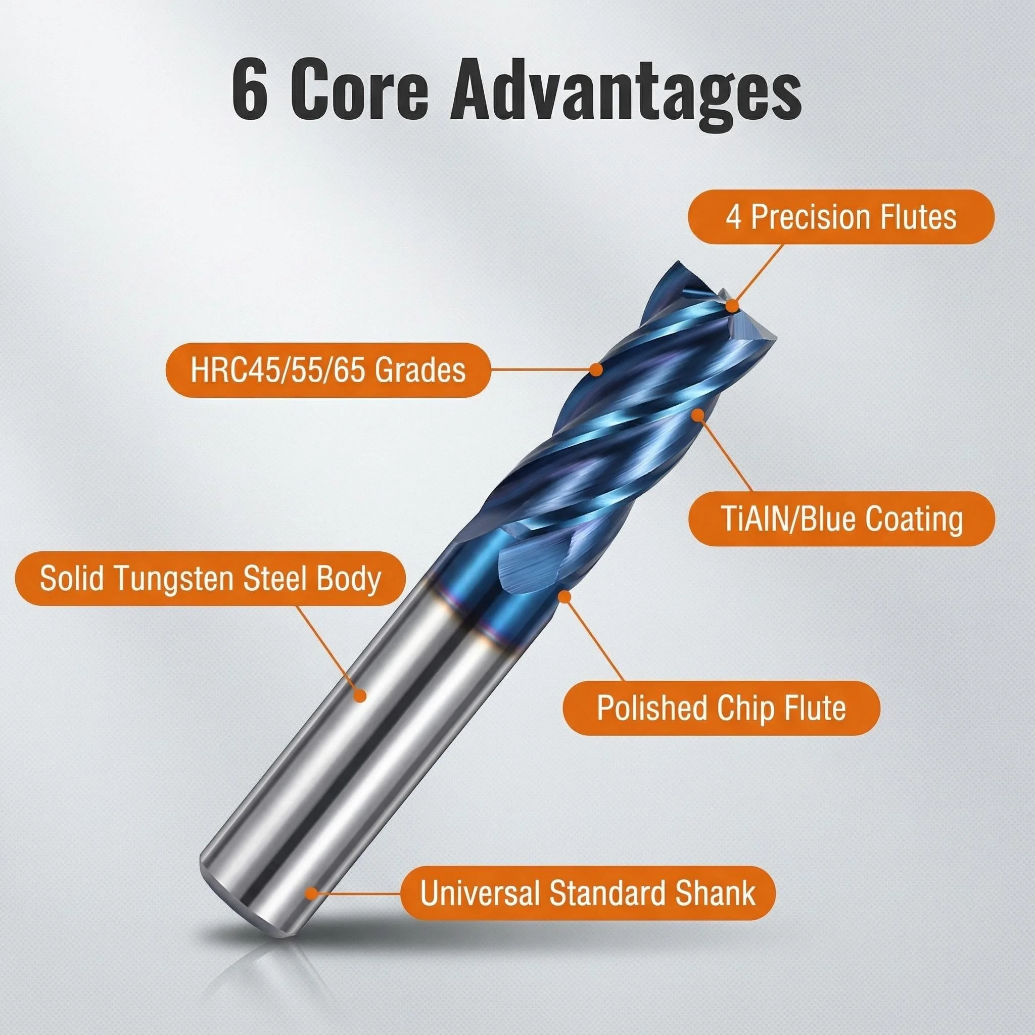 Tooleye Carbide End Mills Cutting Tool For CNC Maching Alloy Coating Flat Metal Cutter 2/4 Flutes Tungsten Steel Milling Cutter thumbnail 3
