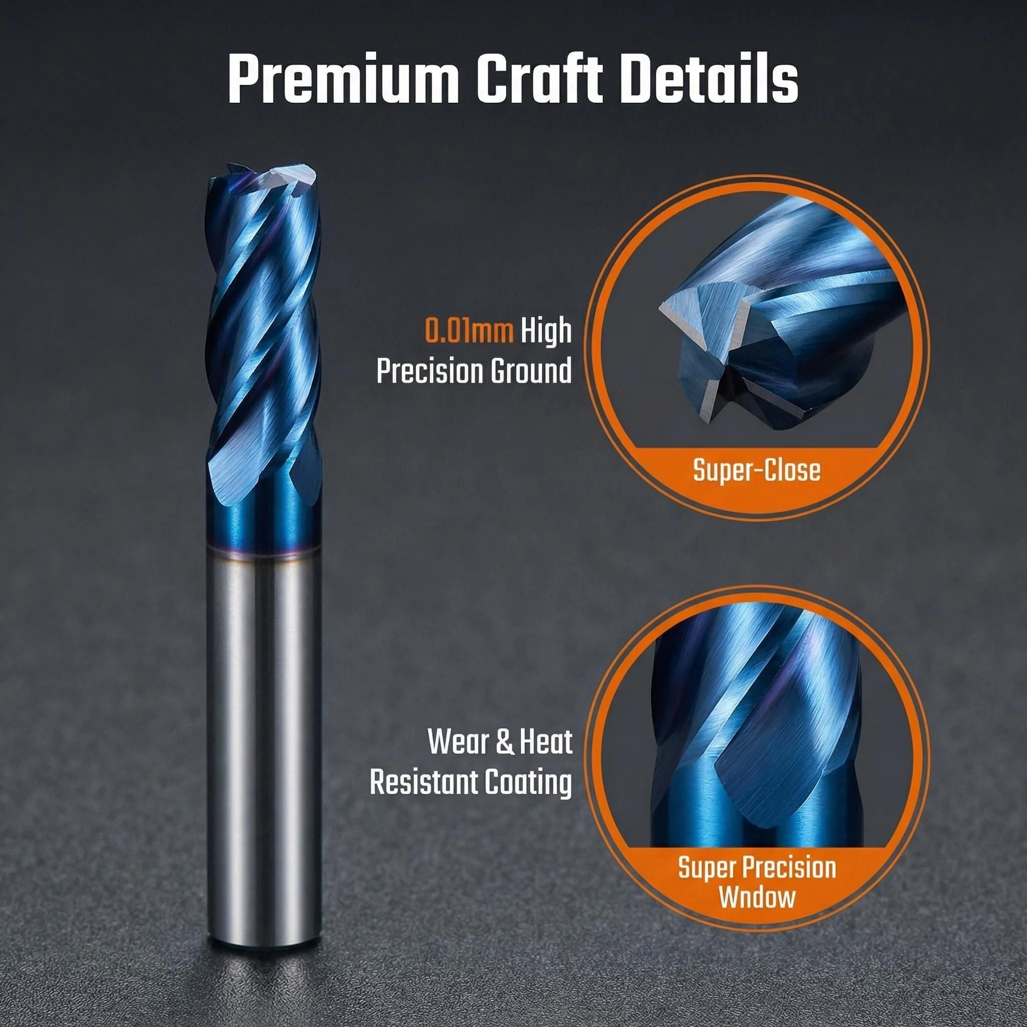 Tooleye Carbide End Mills Cutting Tool For CNC Maching Alloy Coating Flat Metal Cutter 2/4 Flutes Tungsten Steel Milling Cutter thumbnail 4