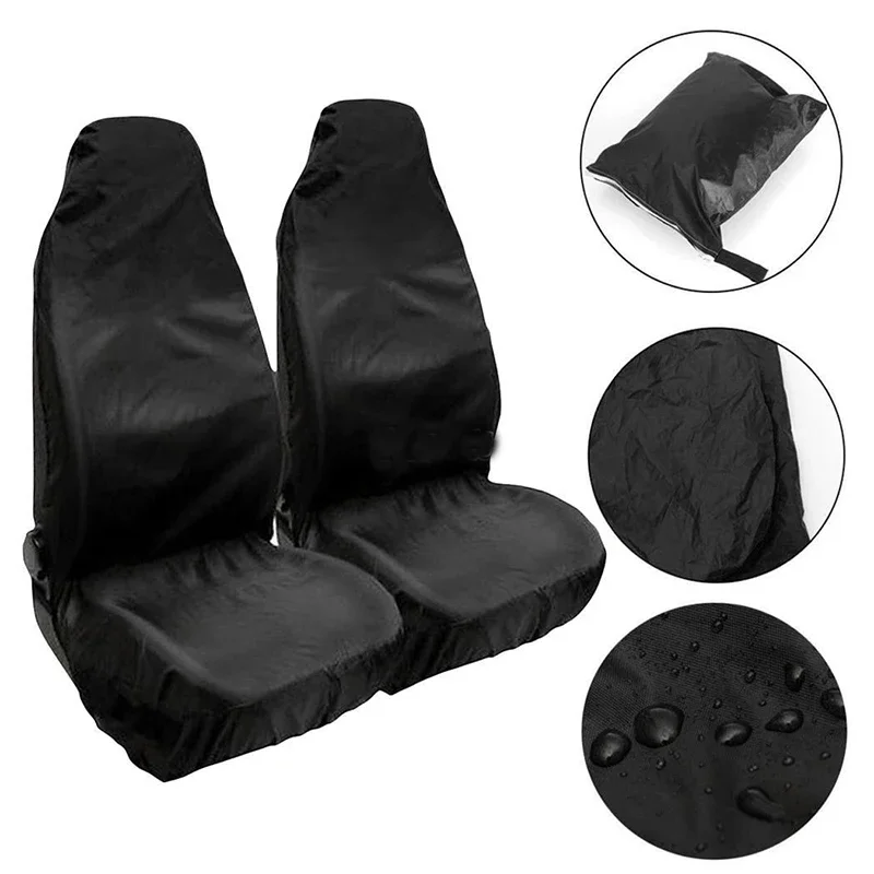 Universal Black Car Seat Cover Front and Rear Polyester Waterproof Anti-fouling Car Protective Seat Cover Interior Seat Supplies thumbnail 2