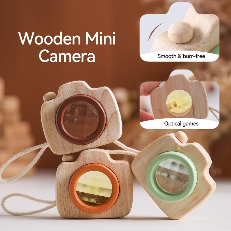 Montessori Baby Toys Education Wooden Blocks Toys for Kids Montessori Education Building Blocks Children Mini Camera Wooden Toys thumbnail 3