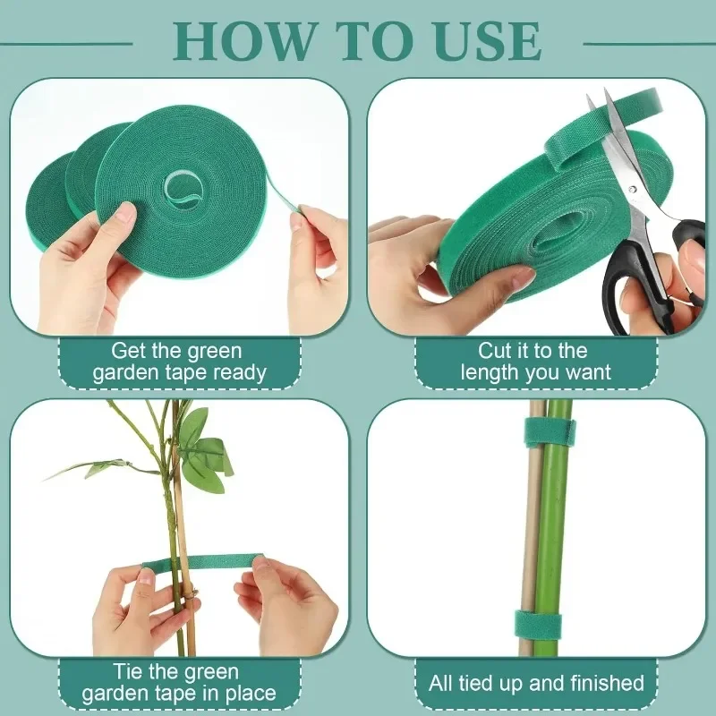 Self Adhesive Plant Nylon Cable Tie Green Adjustable Plants Hook Loop Support Garden Twine Bandage Reusable Fastener Tape Strips thumbnail 5