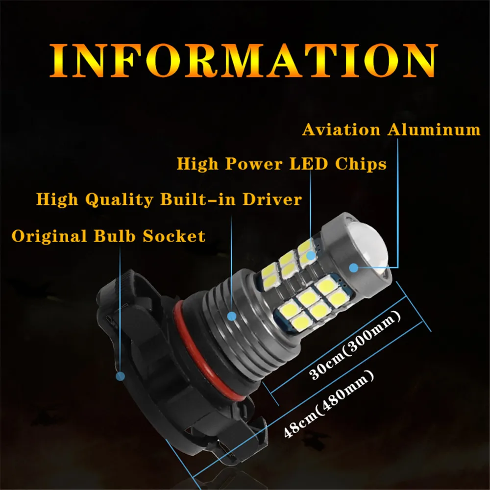 2PCS LED Car Front Fog Light Bulbs Lamps 2504 PSX24W 12276 Accessories For Chevrolet Captiva 2012 2013 214 2015 2016 2017 thumbnail 4