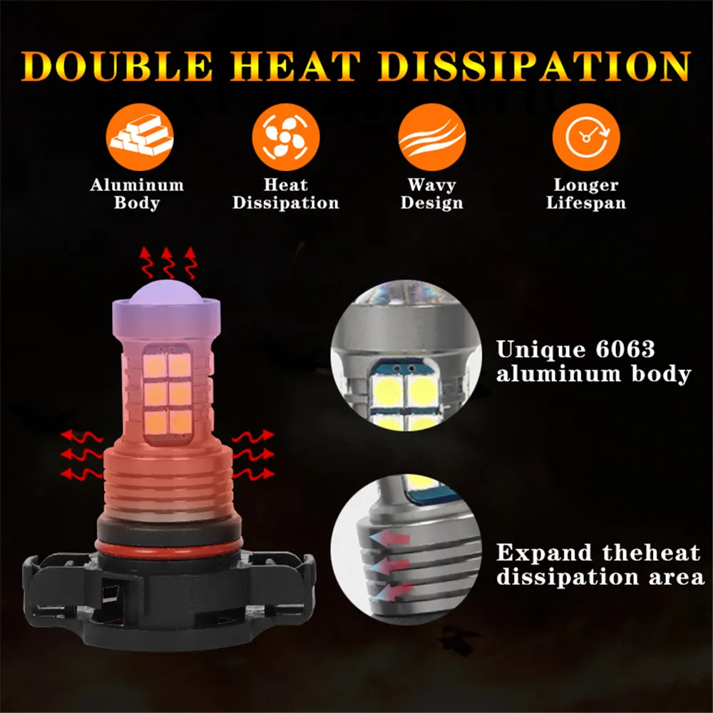 2PCS LED Car Front Fog Light Bulbs Lamps 2504 PSX24W 12276 Accessories For Chevrolet Captiva 2012 2013 214 2015 2016 2017 thumbnail 5