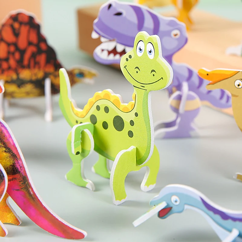 Creative 3D Dinosaur Models Jigsaw Puzzles For Kids Beginner Simple Foam Paper Building Block Toddlers Educational DIY Toys thumbnail 5