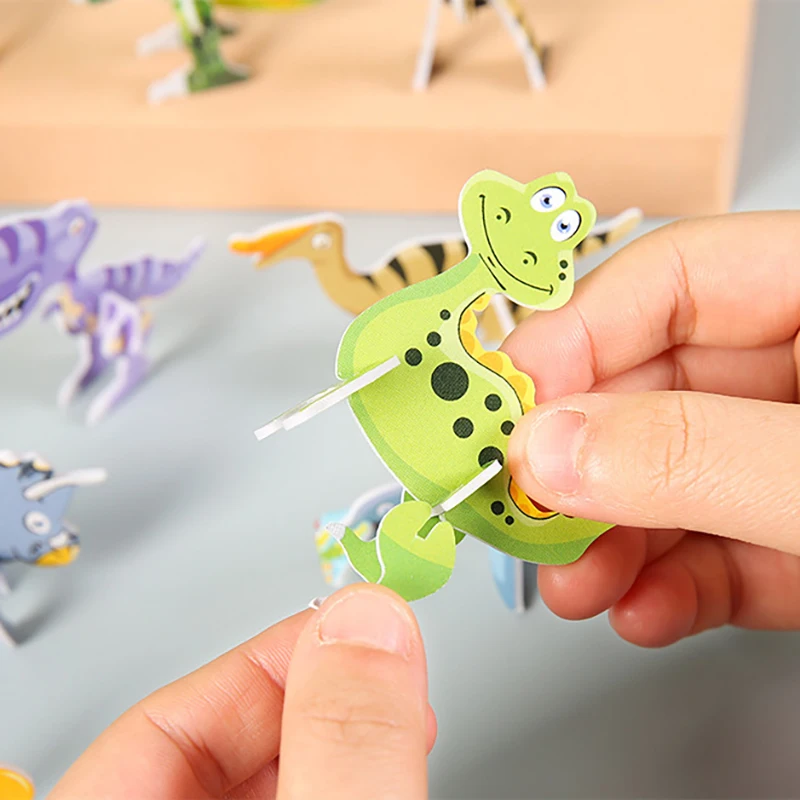 Creative 3D Dinosaur Models Jigsaw Puzzles For Kids Beginner Simple Foam Paper Building Block Toddlers Educational DIY Toys thumbnail 3