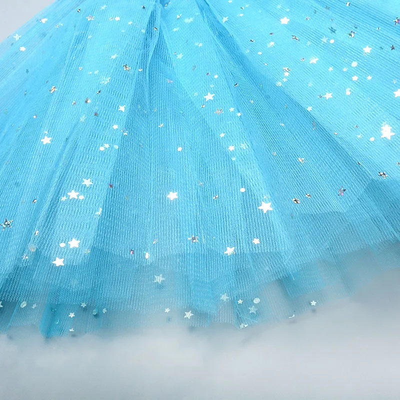 Kids Baby Star Glitter Dance Tutu Skirt For Girl Sequin 3 Layers Tulle Toddler Pettiskirt Children Chiffon 2-8T thumbnail 6