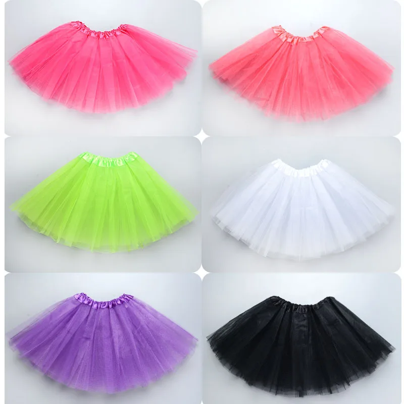 Girl Elastic Ballet Dancewear Tutus Mini Skirt For Birthday Party Dance 3 Layer Tulle Tutu Skirt for Kids Princess 2-8Y Girls thumbnail 2