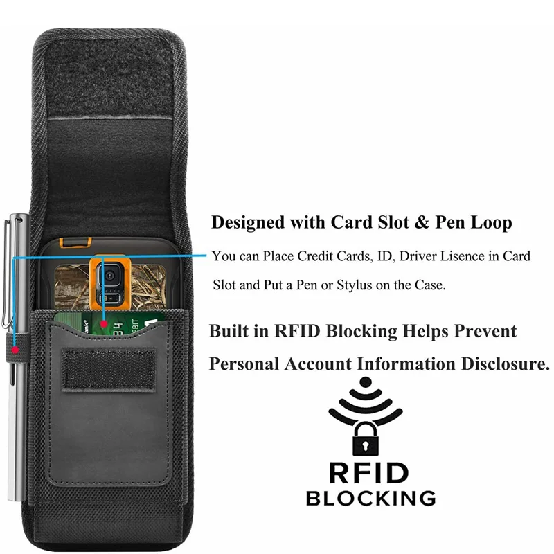 TOLIFEEL 3.5-7.5inch Phone Holder Nylon Pouch Cell Belt Clip Holster Case Waist Bag for Samsung S24 Ultra 15 Pro Max M to XXXL thumbnail 5