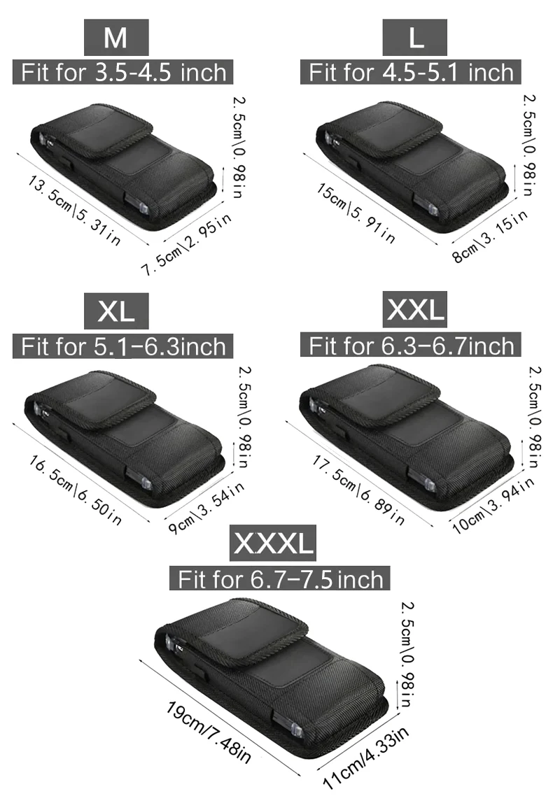 TOLIFEEL 3.5-7.5inch Phone Holder Nylon Pouch Cell Belt Clip Holster Case Waist Bag for Samsung S24 Ultra 15 Pro Max M to XXXL thumbnail 2