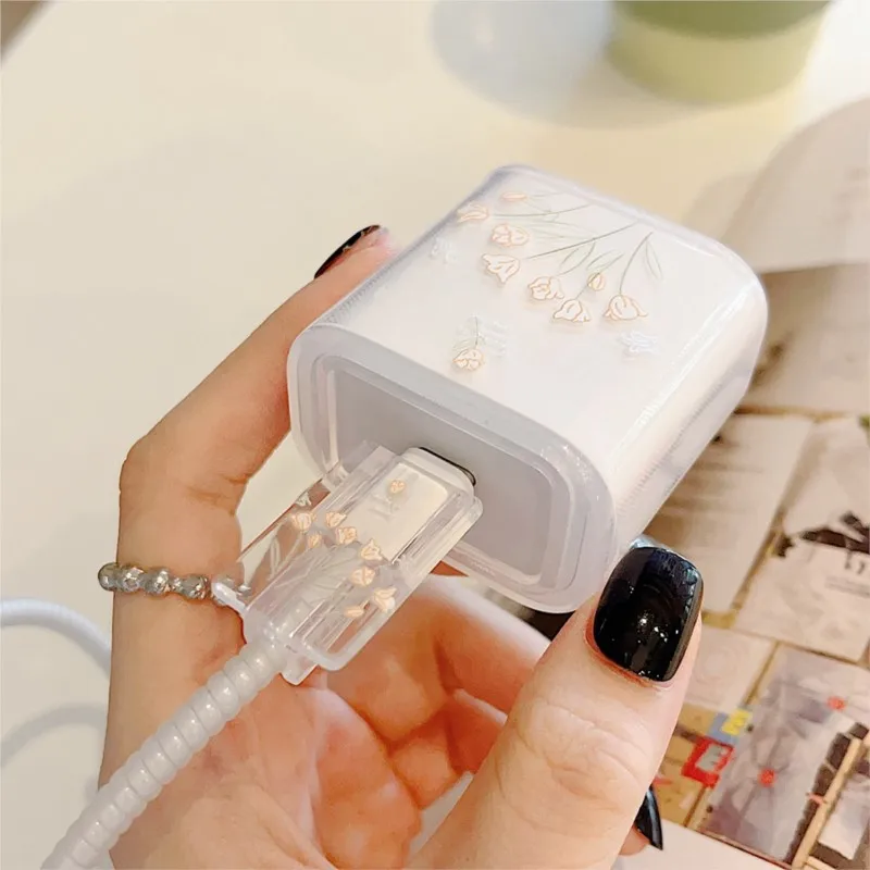 Cartoon Flower Soft Silicone Charger Case for iPhone 15 14 13 Apple 18/20W Charger Head Protective Sleeve Cable Protection Cover thumbnail 5