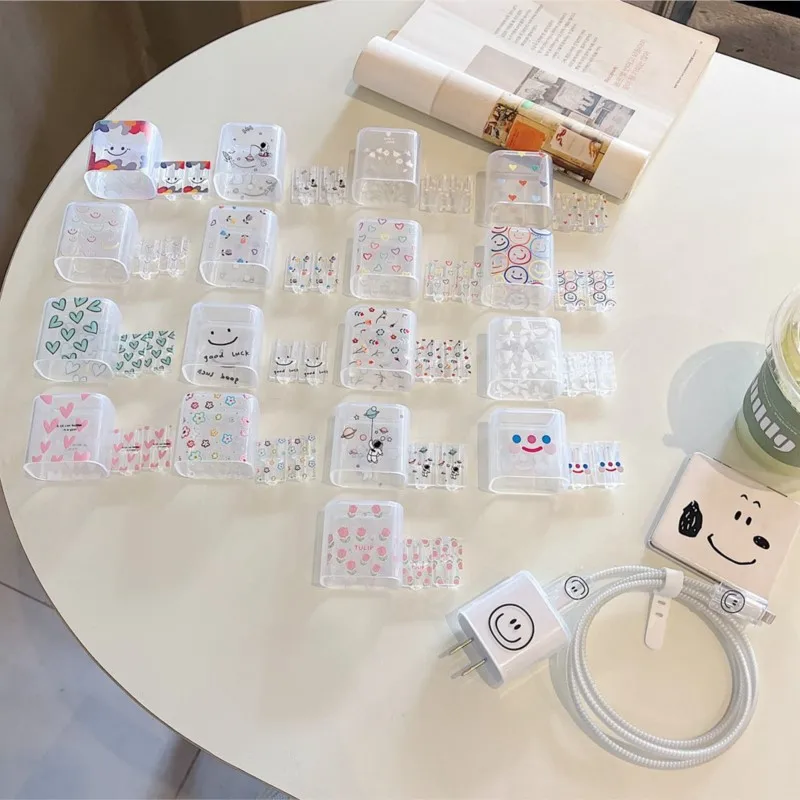 Cartoon Flower Soft Silicone Charger Case for iPhone 15 14 13 Apple 18/20W Charger Head Protective Sleeve Cable Protection Cover thumbnail 3