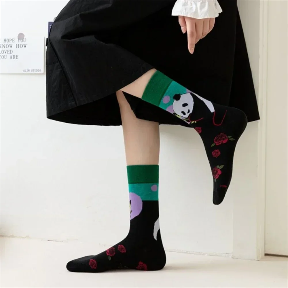 Panda socks for women, fashion, cartoon, skateboard, hipster, streetwear, dance, sport, happy, new, free download thumbnail 4