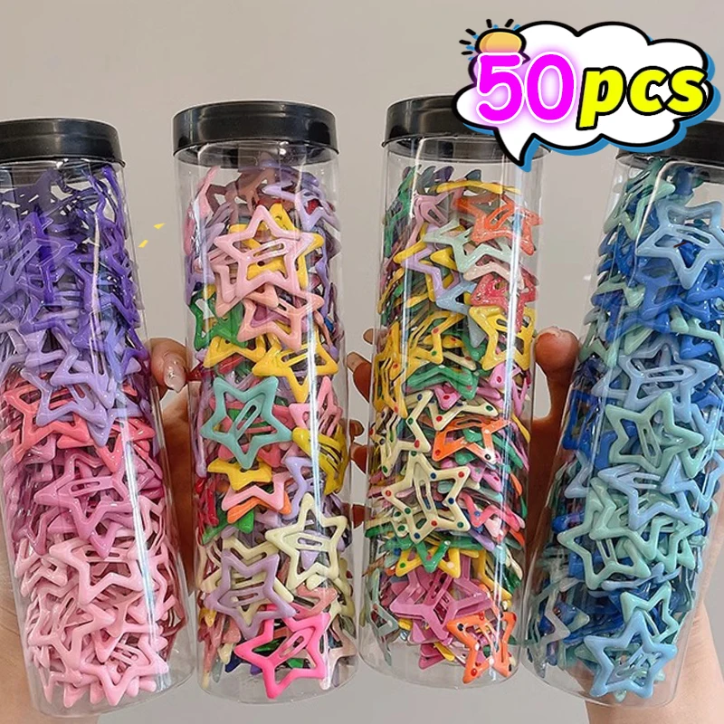 10/50pcs Colorful Kawaii Star Barrettes Y2K Sweet Girls BB Solid Star Hairclips Metal Snap Clip Headdress Hair Jewelry Gifts thumbnail 3