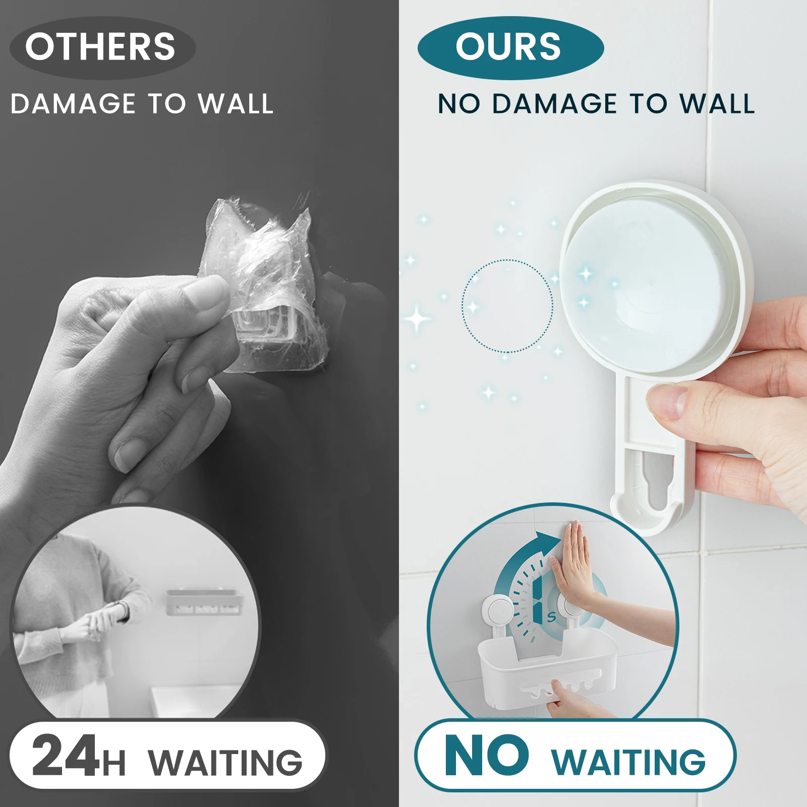 TAILI Shower Shelf Suction Cup No-drill Bathroom Corner Shelf Storage Basket for Shampoo Makeup Organizer Bathroom Accessories thumbnail 4