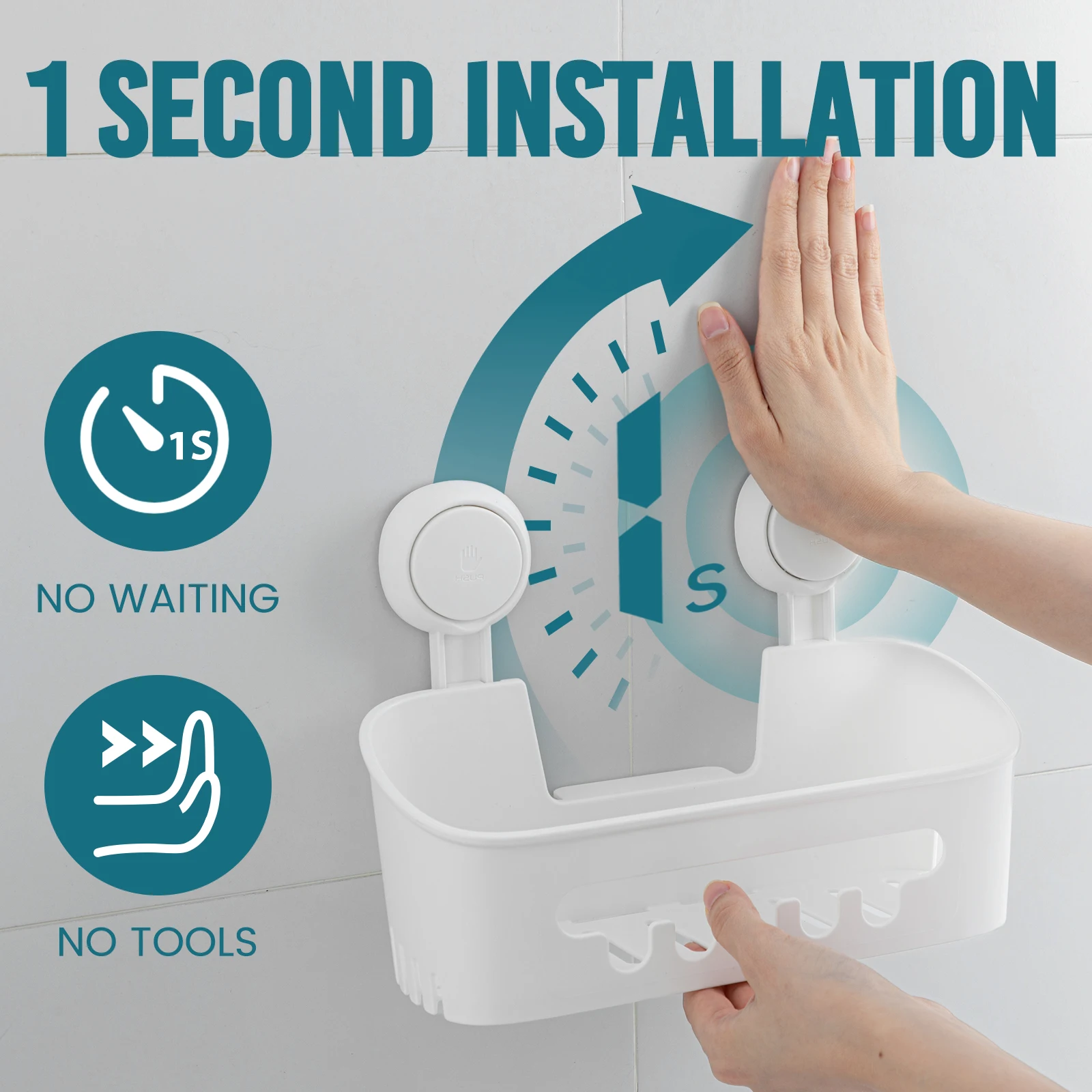 TAILI Shower Shelf Suction Cup No-drill Bathroom Corner Shelf Storage Basket for Shampoo Makeup Organizer Bathroom Accessories thumbnail 2