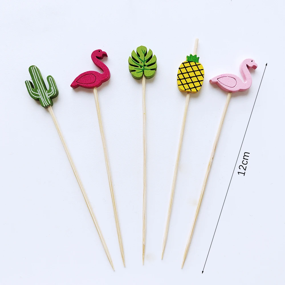 100/50Pcs Hawaii Party Cocktail Sticks Bamboo Skewers for Salad Dessert Disposable Forks Buffet Fruit Birthday Party Wedding thumbnail 4