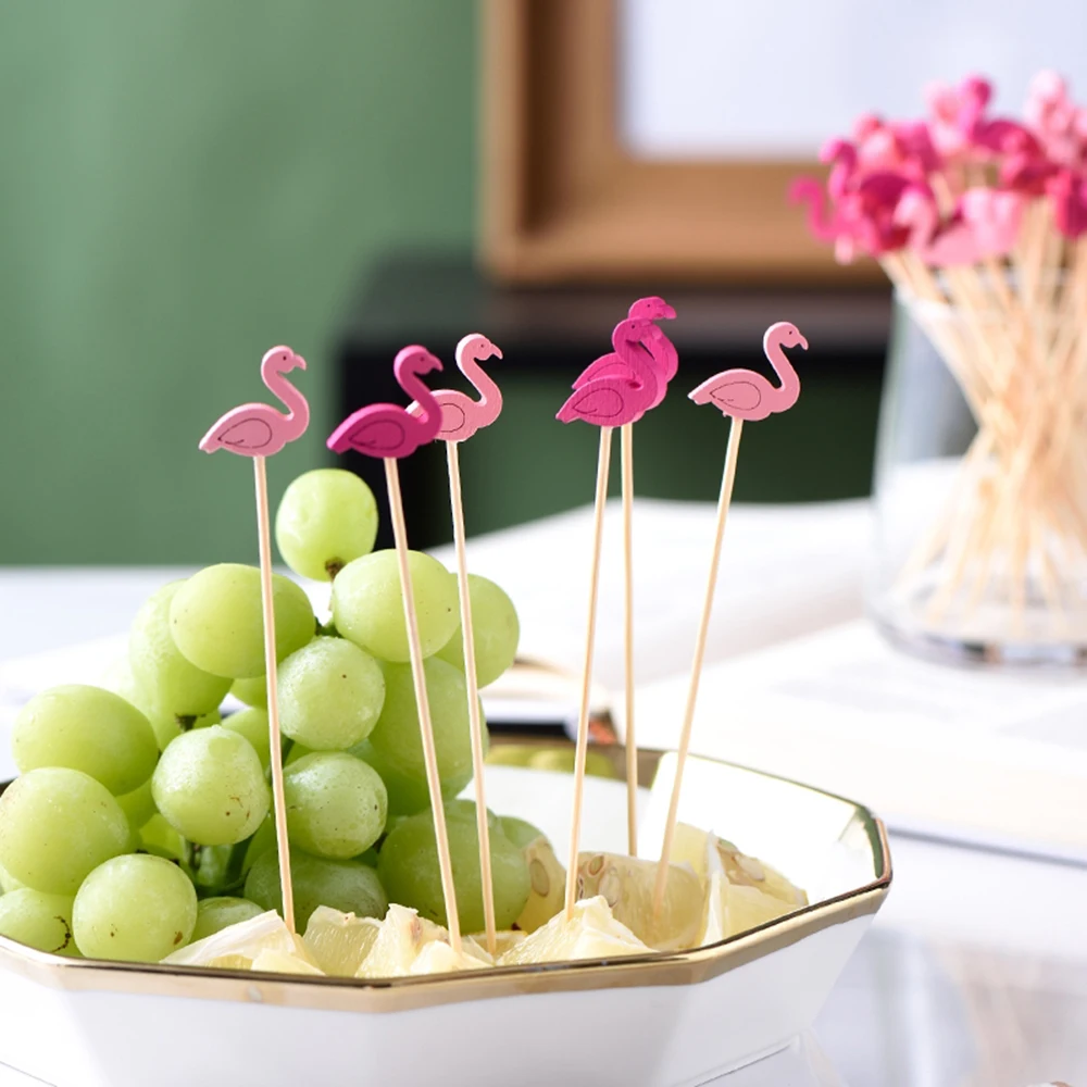 100/50Pcs Hawaii Party Cocktail Sticks Bamboo Skewers for Salad Dessert Disposable Forks Buffet Fruit Birthday Party Wedding thumbnail 6