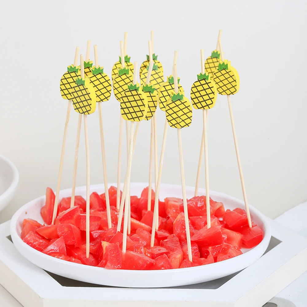 100/50Pcs Hawaii Party Cocktail Sticks Bamboo Skewers for Salad Dessert Disposable Forks Buffet Fruit Birthday Party Wedding thumbnail 5