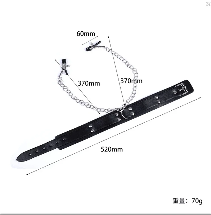 Sexy Leather Choker Collar With Nipple Clamp Breast Clip Chain SM Bondage Couple SM Sex Toys For Woman Erotic Tools Adult Games thumbnail 3