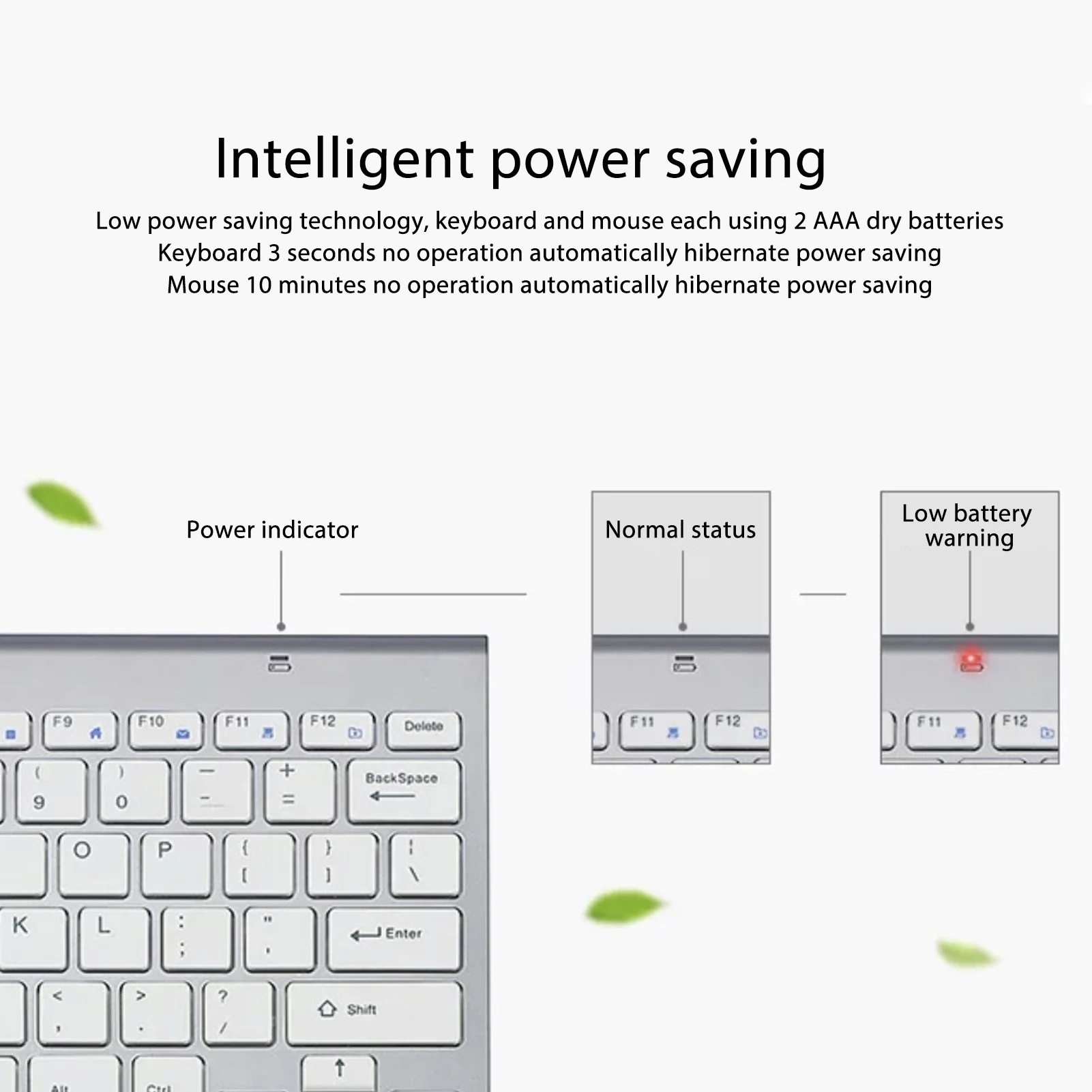 Wireless Keyboard Mouse Kit Slim Wireless Key Mouse Combo Portable Beautiful Power Saving Silent Button LED Indicator for Home thumbnail 3