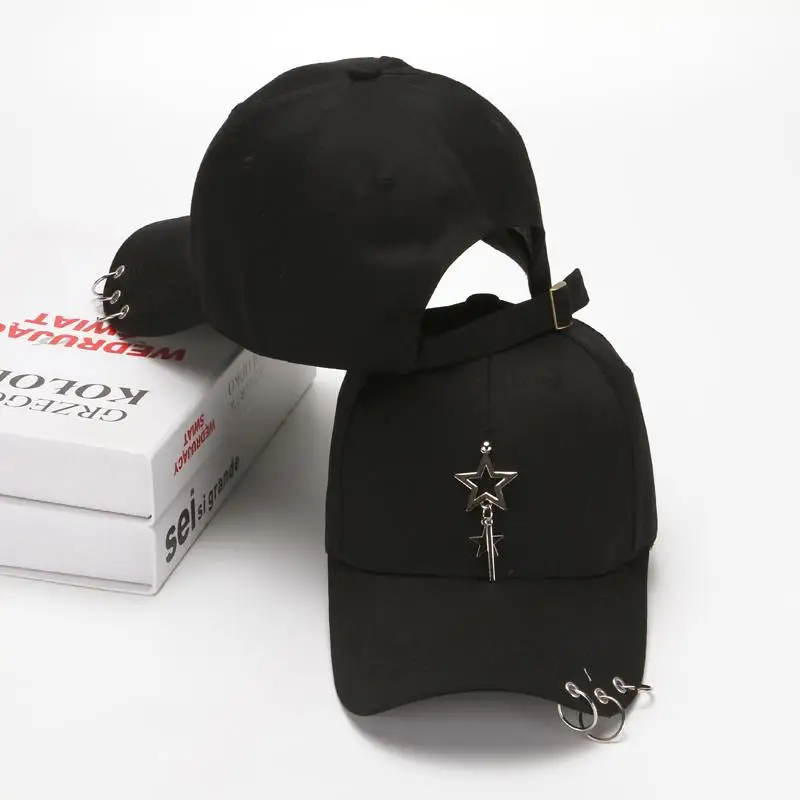 Women's Fashion Three Ring Star Pendant Baseball Hat Hip Hop Street Dance Decorative Hat Summer Adjustable Sunshade Hat thumbnail 3