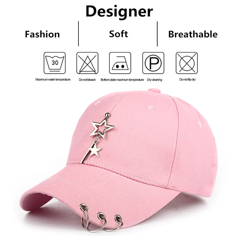 Women's Fashion Three Ring Star Pendant Baseball Hat Hip Hop Street Dance Decorative Hat Summer Adjustable Sunshade Hat thumbnail 2