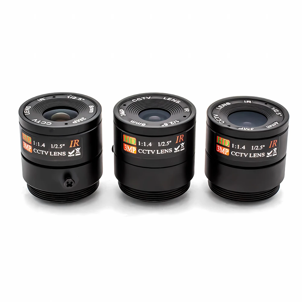 WGWK High Quality Industrial 4mm/6mm/8mm Fixed Focus Lens 1/2.5"  CS Mount IR Filter CCTV Lens for Surveillance Security Camera thumbnail 5