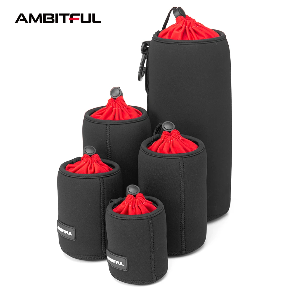 NEW AMBITFUL Camera Lens Bag Drawstring Bag with S M L XL Size for Canon Sony Nikon DSLR Camera Lens Barrel Case with Hook